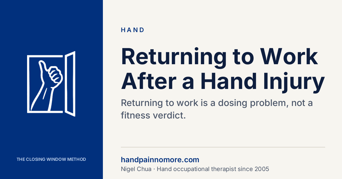 Returning to Work After a Hand Injury: Tasks, Not a Verdict