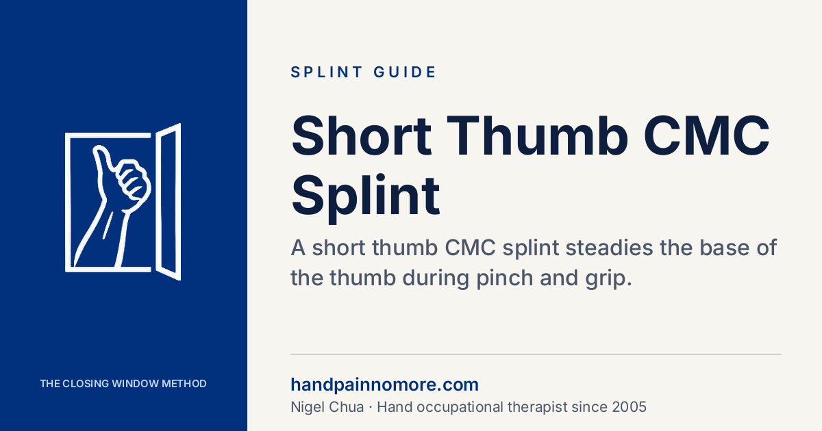 Short Thumb CMC Splint for Thumb Base Arthritis